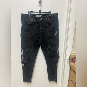 Zara Men's Black Skinny Cargo Jeans